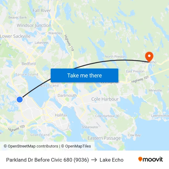 Parkland Dr Before Civic 680 (9036) to Lake Echo map