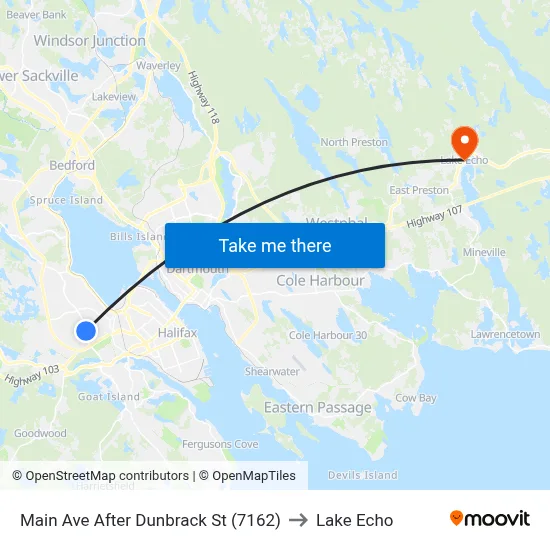 Main Ave After Dunbrack St (7162) to Lake Echo map
