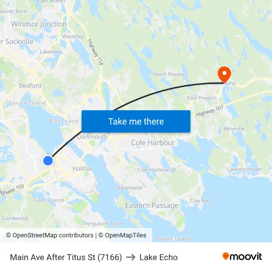 Main Ave After Titus St (7166) to Lake Echo map
