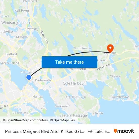 Princess Margaret Blvd After Killkee Gate (8074) to Lake Echo map