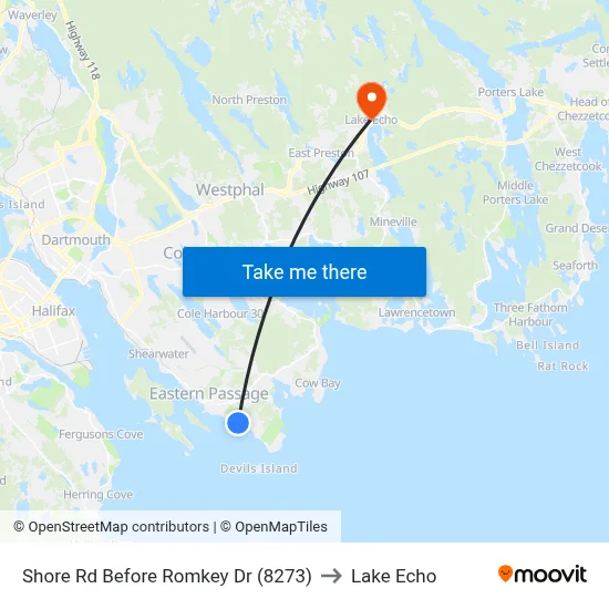 Shore Rd Before Romkey Dr (8273) to Lake Echo map