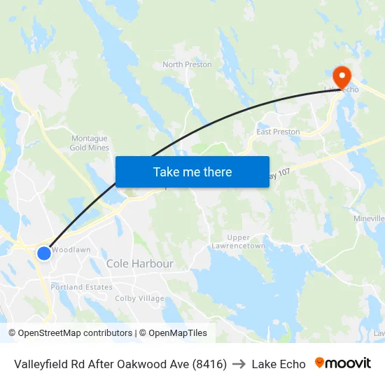 Valleyfield Rd After Oakwood Ave (8416) to Lake Echo map