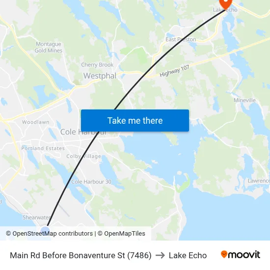 Main Rd Before Bonaventure St (7486) to Lake Echo map