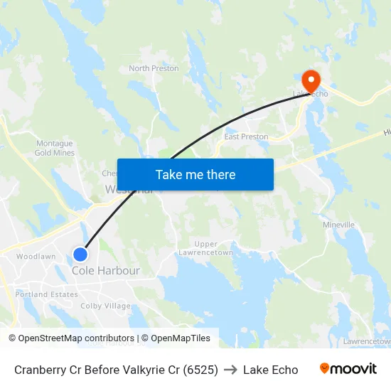 Cranberry Cr Before Valkyrie Cr (6525) to Lake Echo map