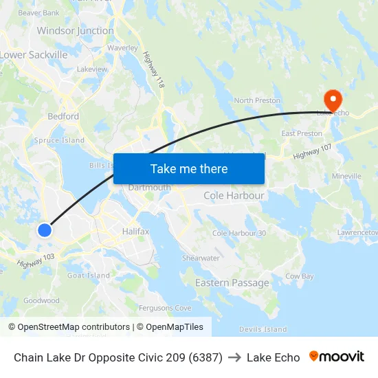 Chain Lake Dr Opposite Civic 209 (6387) to Lake Echo map