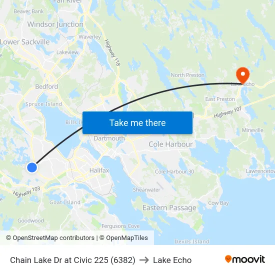 Chain Lake Dr at Civic 225 (6382) to Lake Echo map