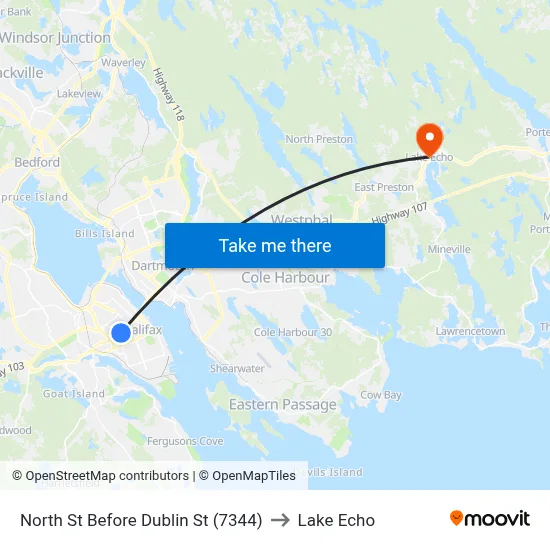 North St Before Dublin St (7344) to Lake Echo map