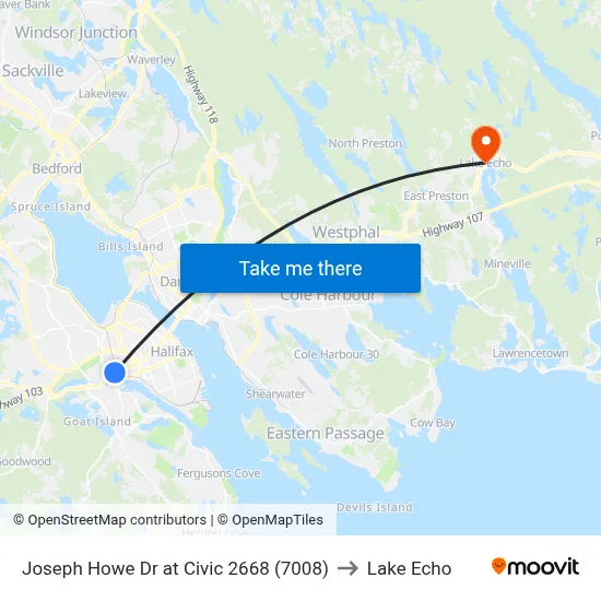 Joseph Howe Dr at Civic 2668 (7008) to Lake Echo map