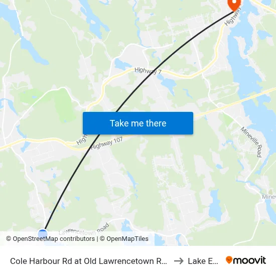 Cole Harbour Rd at Old Lawrencetown Rd (8938) to Lake Echo map