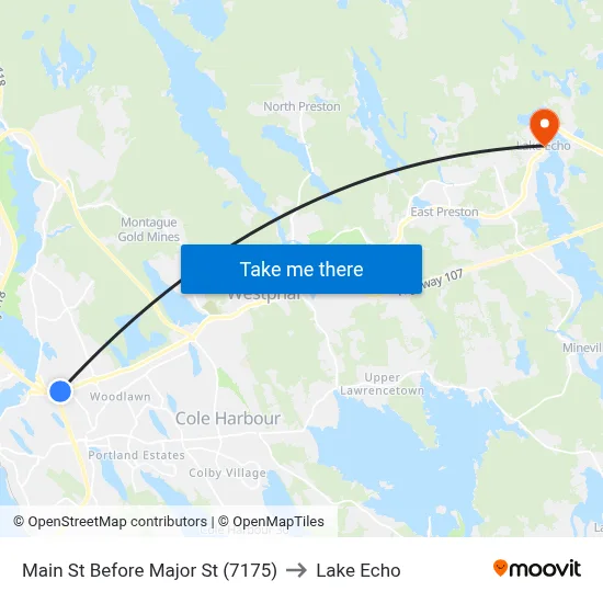 Main St Before Major St (7175) to Lake Echo map