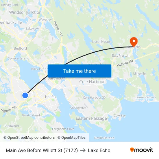 Main Ave Before Willett St (7172) to Lake Echo map