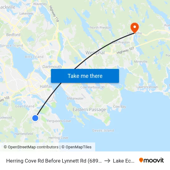 Herring Cove Rd Before Lynnett Rd (6898) to Lake Echo map
