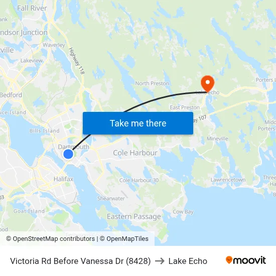 Victoria Rd Before Vanessa Dr (8428) to Lake Echo map