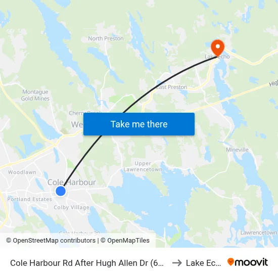 Cole Harbour Rd After Hugh Allen Dr (6479) to Lake Echo map