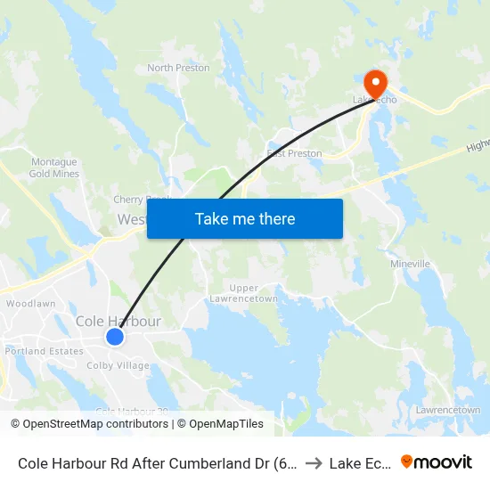 Cole Harbour Rd After Cumberland Dr (6477) to Lake Echo map