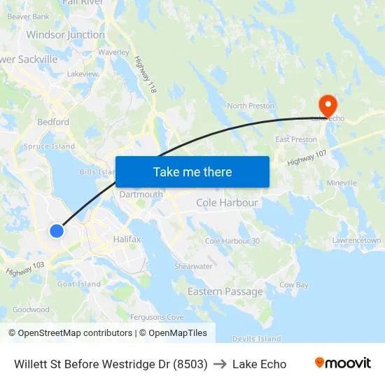 Willett St Before Westridge Dr (8503) to Lake Echo map