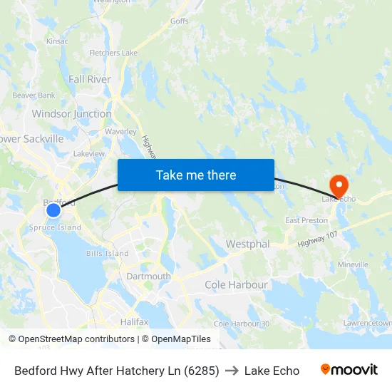 Bedford Hwy After Hatchery Ln (6285) to Lake Echo map
