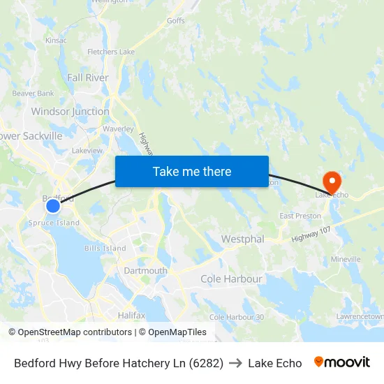 Bedford Hwy Before Hatchery Ln (6282) to Lake Echo map