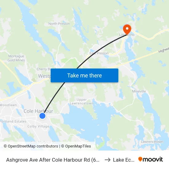 Ashgrove Ave After Cole Harbour Rd (6048) to Lake Echo map