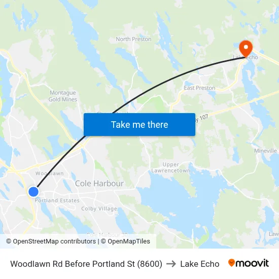 Woodlawn Rd Before Portland St (8600) to Lake Echo map