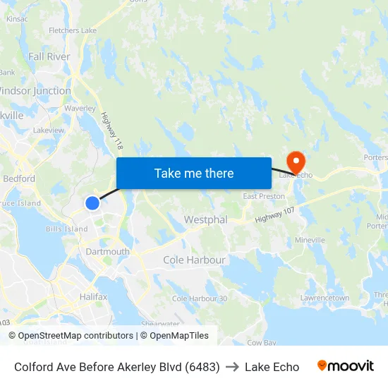 Colford Ave Before Akerley Blvd (6483) to Lake Echo map
