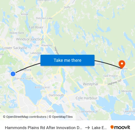 Hammonds Plains Rd After Innovation Dr (9056) to Lake Echo map