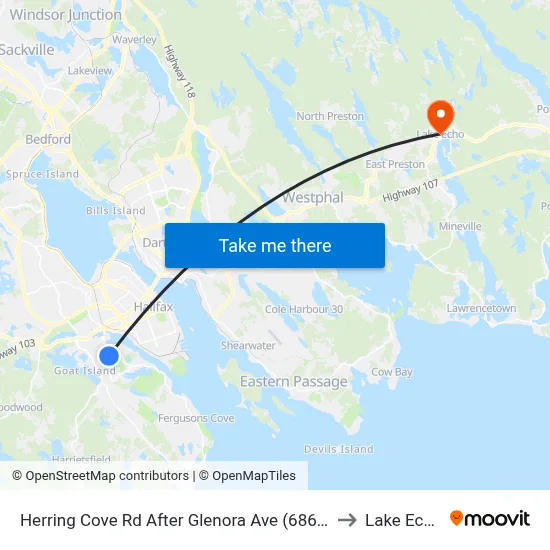 Herring Cove Rd After Glenora Ave (6860) to Lake Echo map