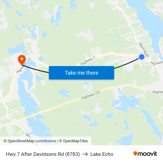 Hwy 7 After Davidsons Rd (8783) to Lake Echo map