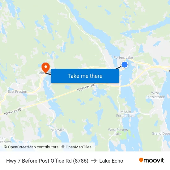 Hwy 7 Before Post Office Rd (8786) to Lake Echo map
