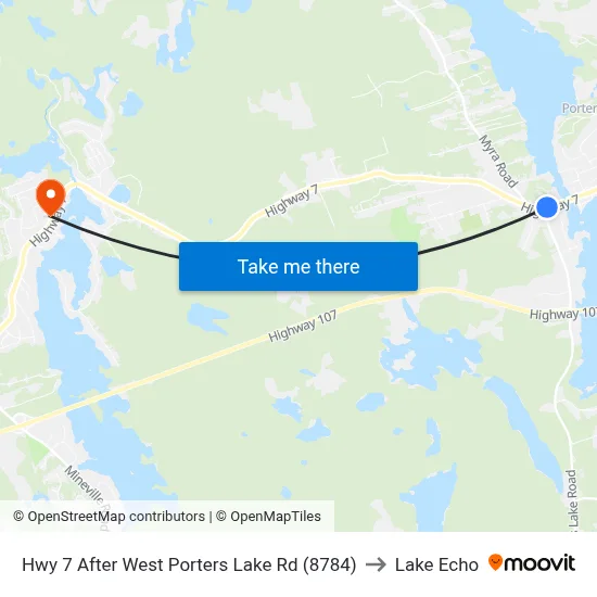 Hwy 7 After West Porters Lake Rd (8784) to Lake Echo map