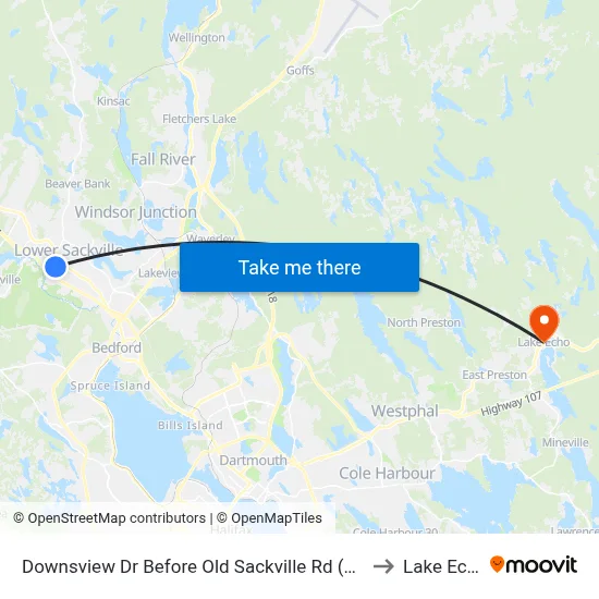 Downsview Dr Before Old Sackville Rd (8432) to Lake Echo map