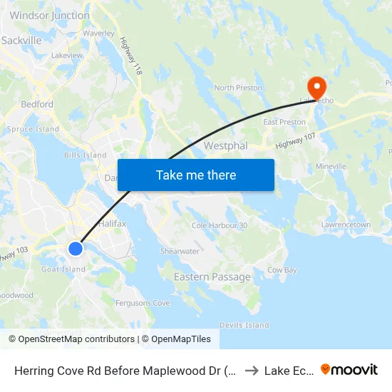 Herring Cove Rd Before Maplewood Dr (6910) to Lake Echo map