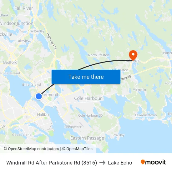 Windmill Rd After Parkstone Rd (8516) to Lake Echo map