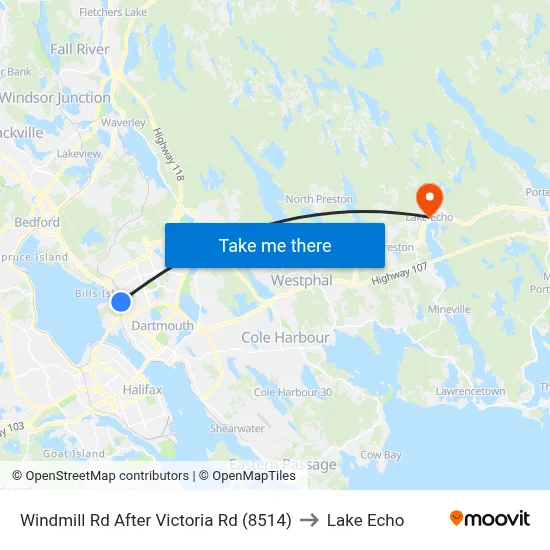 Windmill Rd After Victoria Rd (8514) to Lake Echo map