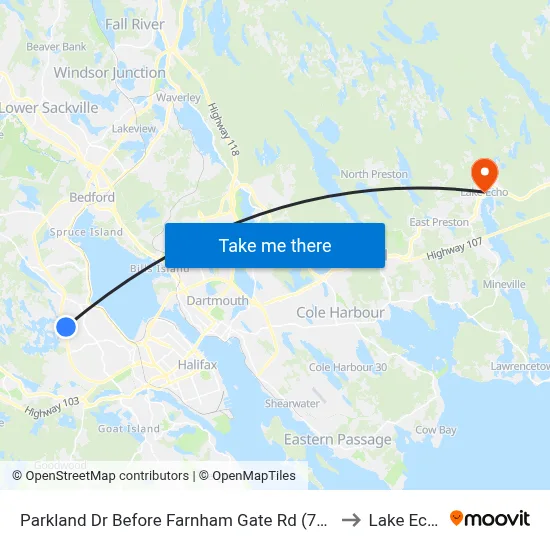 Parkland Dr Before Farnham Gate Rd (7433) to Lake Echo map
