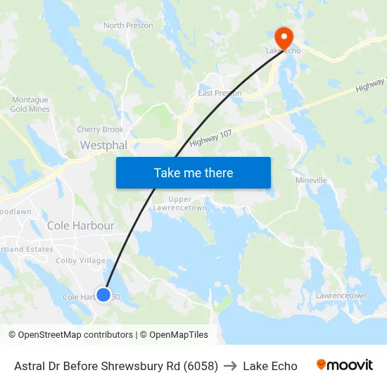 Astral Dr Before Shrewsbury Rd (6058) to Lake Echo map