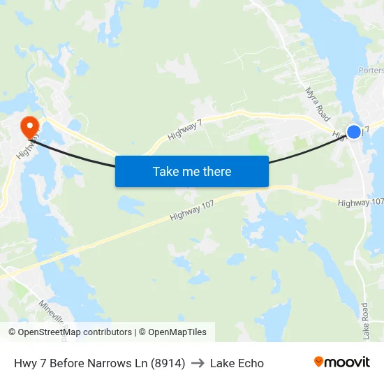 Hwy 7 Before Narrows Ln (8914) to Lake Echo map