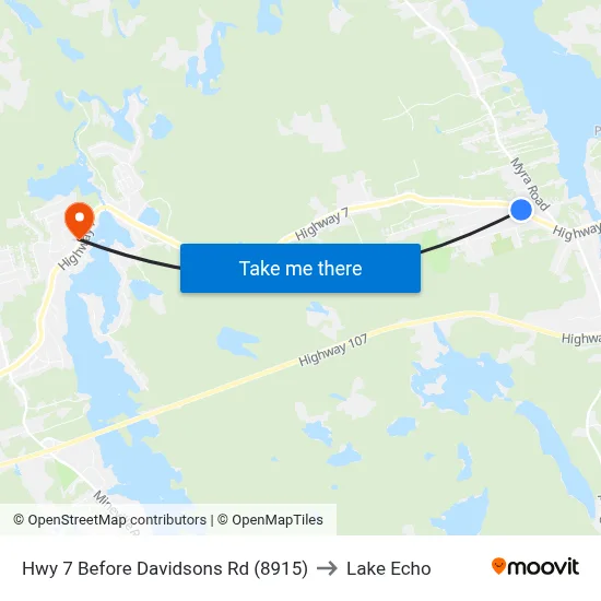 Hwy 7 Before Davidsons Rd (8915) to Lake Echo map