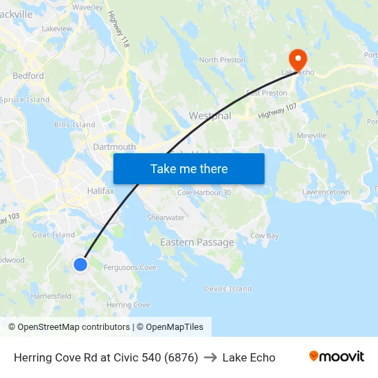 Herring Cove Rd at Civic 540 (6876) to Lake Echo map