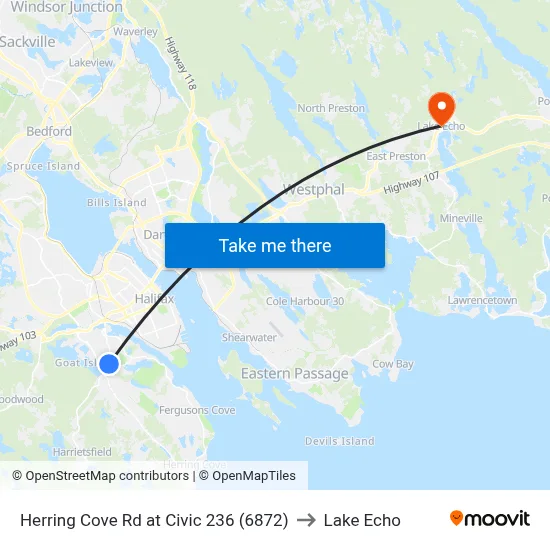 Herring Cove Rd at Civic 236 (6872) to Lake Echo map