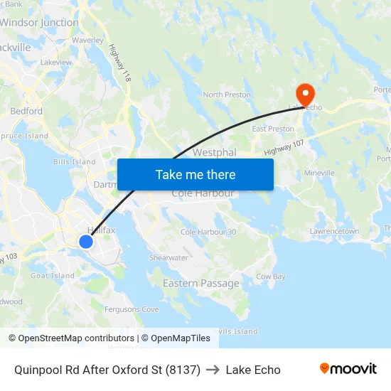 Quinpool Rd After Oxford St (8137) to Lake Echo map