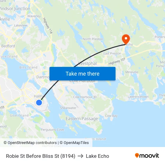 Robie St Before Bliss St (8194) to Lake Echo map