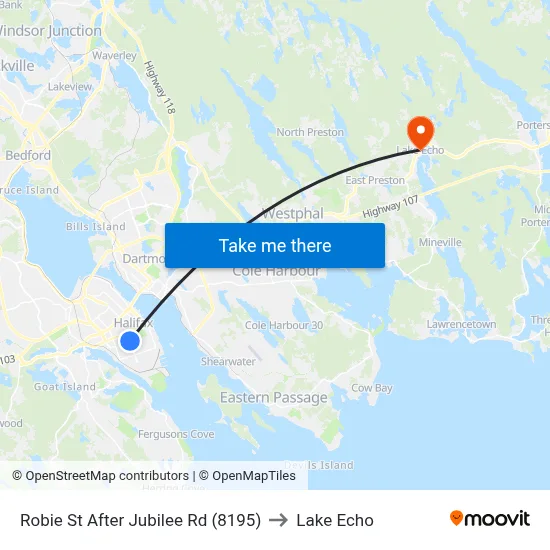 Robie St After Jubilee Rd (8195) to Lake Echo map