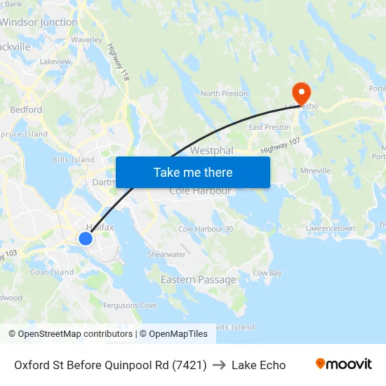 Oxford St Before Quinpool Rd (7421) to Lake Echo map