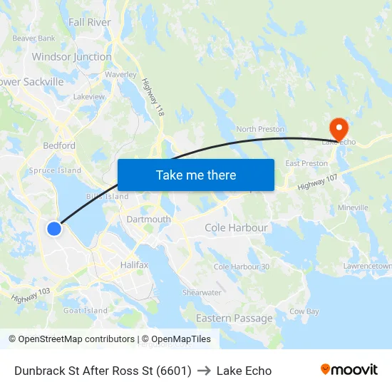 Dunbrack St After Ross St (6601) to Lake Echo map