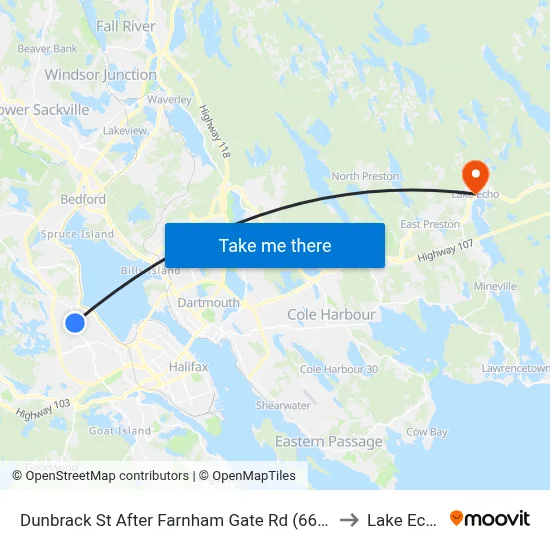 Dunbrack St After Farnham Gate Rd (6607) to Lake Echo map