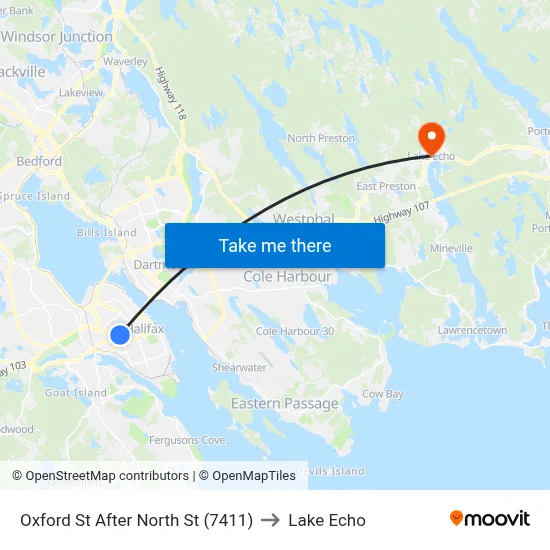 Oxford St After North St (7411) to Lake Echo map