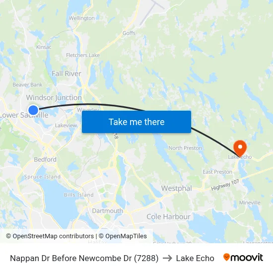 Nappan Dr Before Newcombe Dr (7288) to Lake Echo map