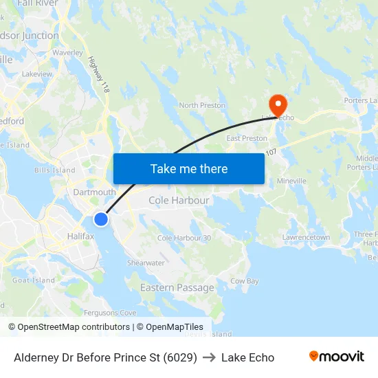 Alderney Dr Before Prince St (6029) to Lake Echo map