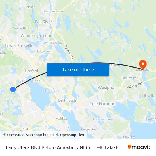 Larry Uteck Blvd Before Amesbury Gt (6027) to Lake Echo map